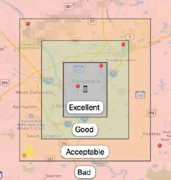 Viewport-relative distance can follow the screen boundary rather than a circle
